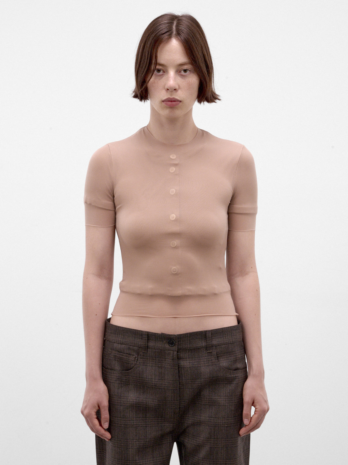 Nude Cropped Layered Cardigan Tee (S29GC0321-M20274-NUDE)