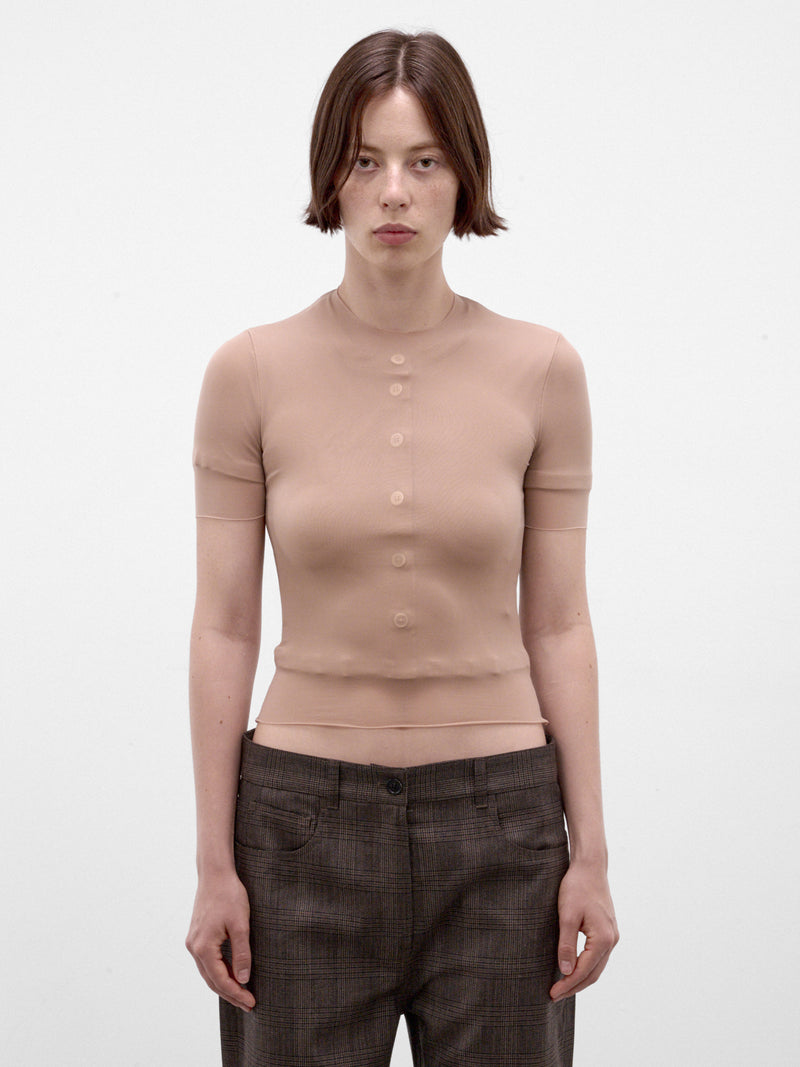 Nude Cropped Layered Cardigan Tee (S29GC0321-M20274-NUDE)