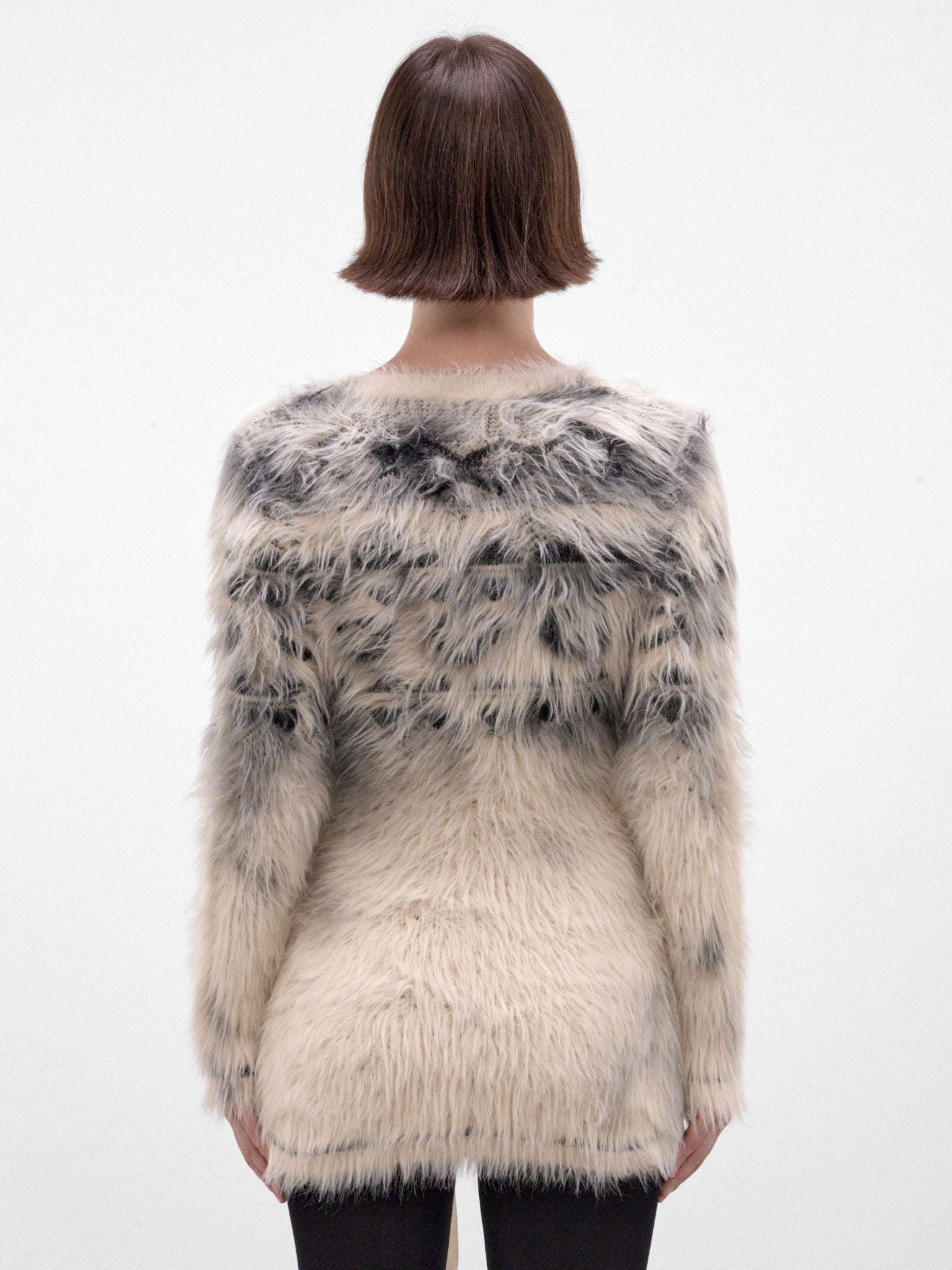 Shaggy Patterned Knit Cardigan (S29HP0054-M13329-MULTI)