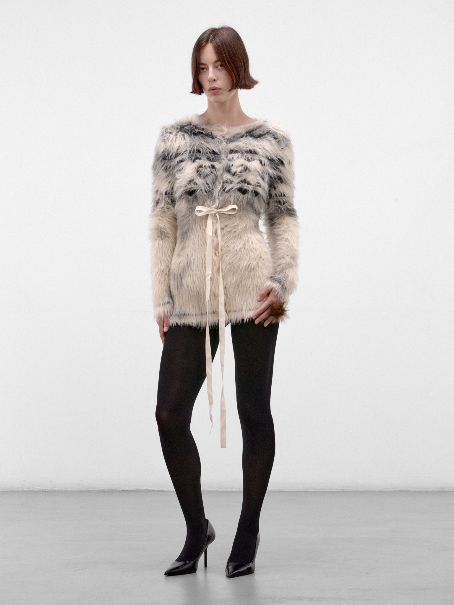 Shaggy Patterned Knit Cardigan (S29HP0054-M13329-MULTI)