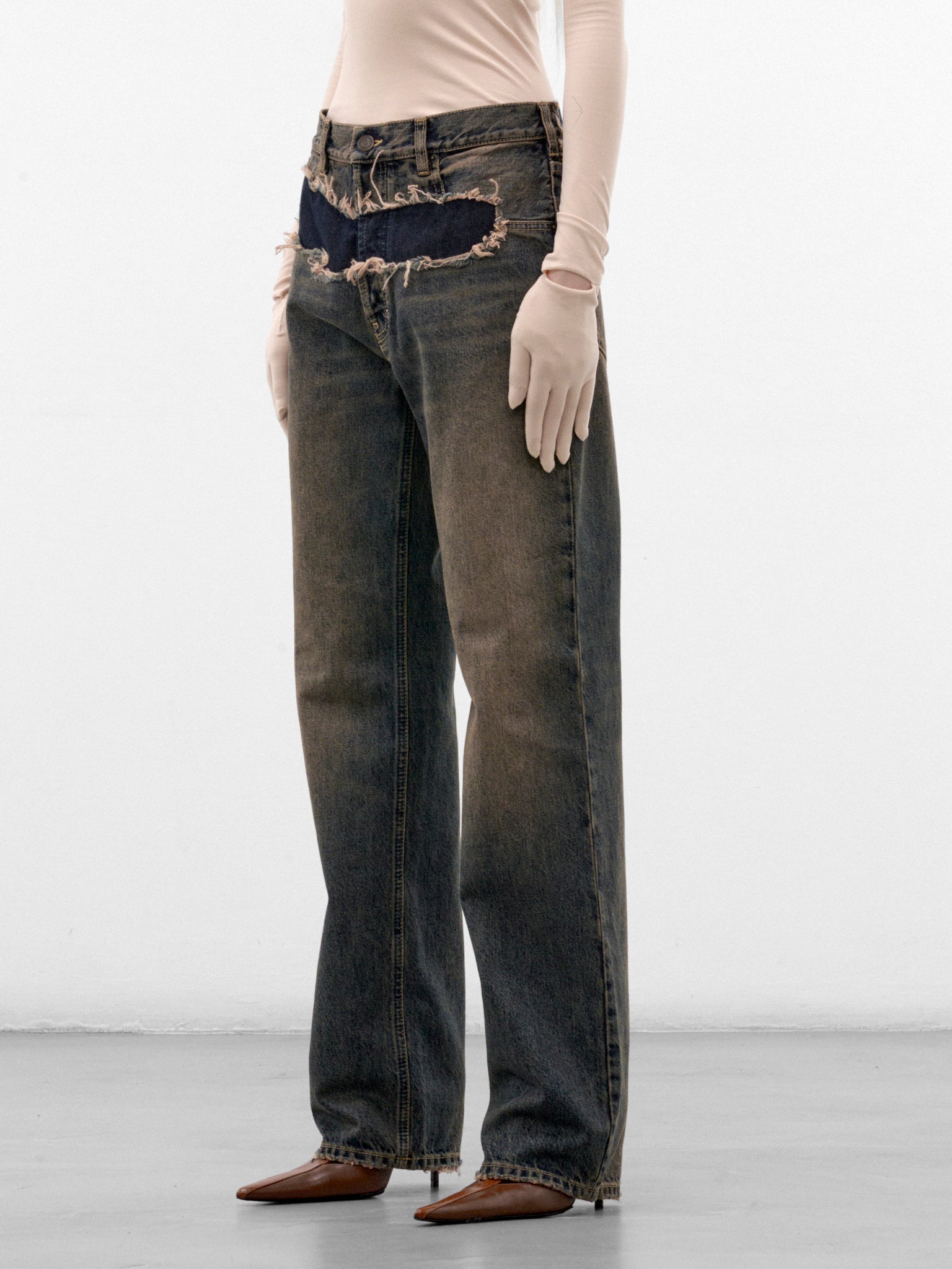 Gray Denim Distressed Straight Jeans (S29LA0110-M30066-NEW-DENIM-BLU)