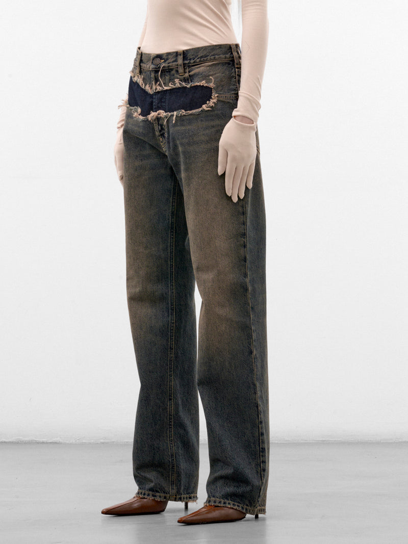 Gray Denim Distressed Straight Jeans (S29LA0110-M30066-NEW-DENIM-BLU)