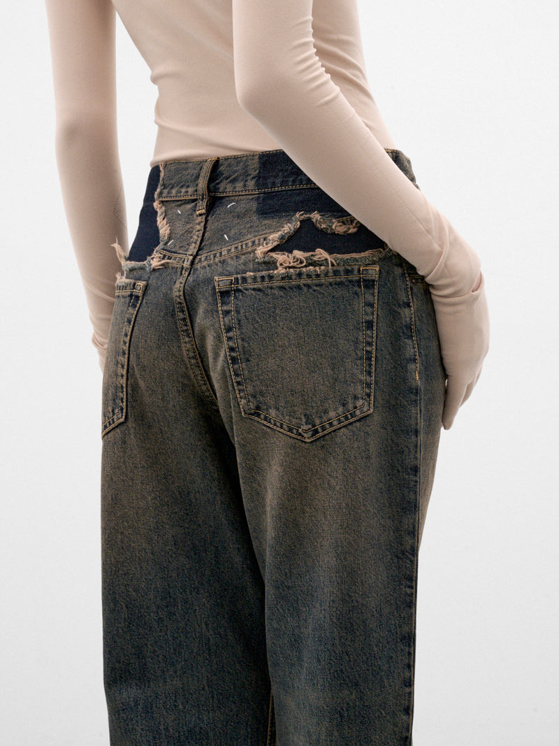 Gray Denim Distressed Straight Jeans (S29LA0110-M30066-NEW-DENIM-BLU)