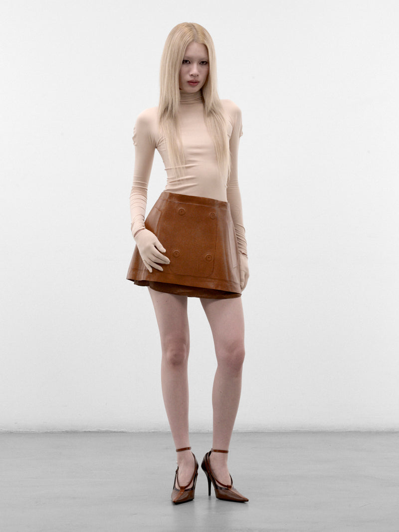 Tobacco Leather Mini Skirt (S29MC0005-M07047-TOBACCO)