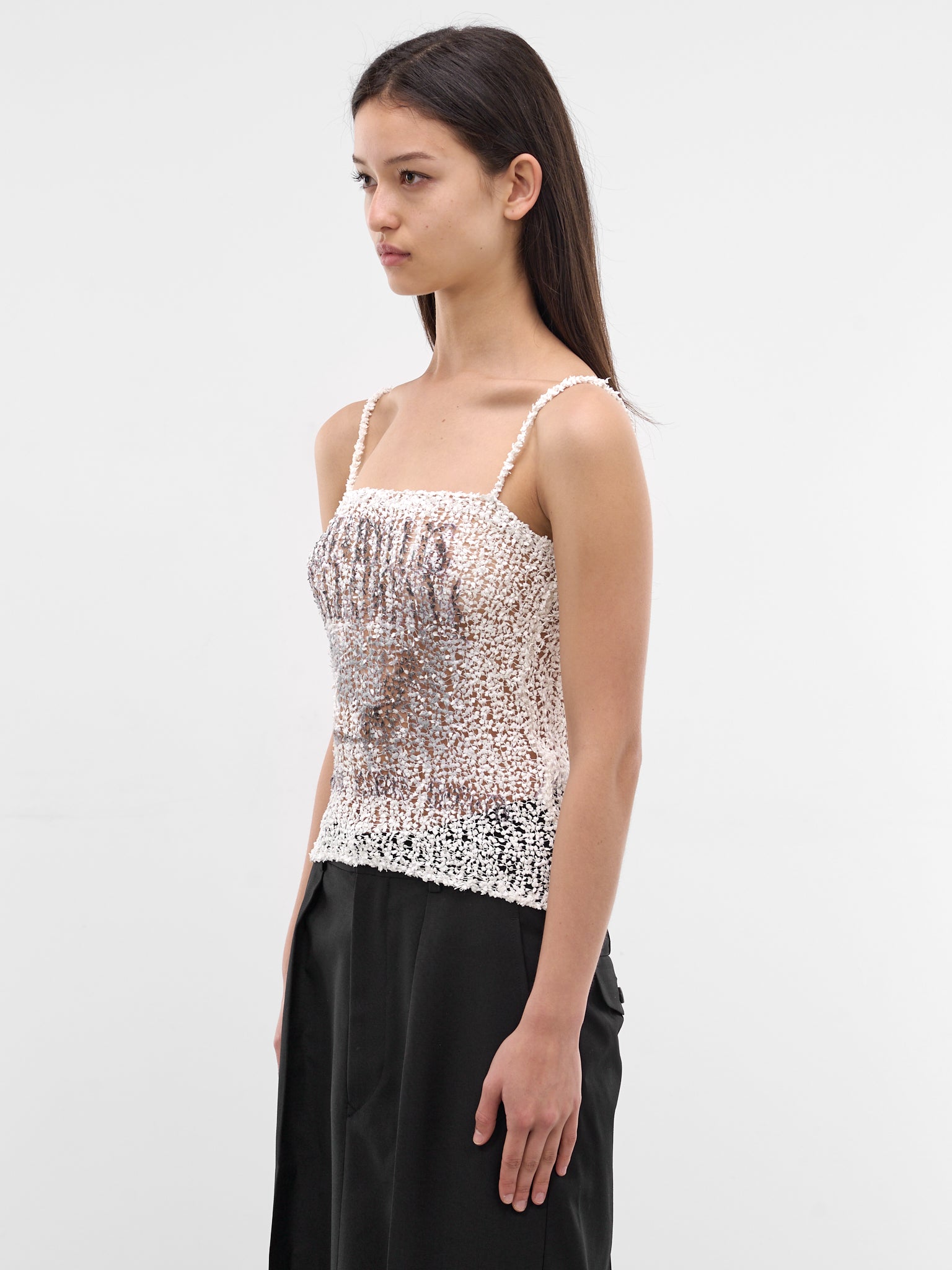 Loose Boucle Knit Tank Top (S29NL0062-M13254-100S-WHITE)