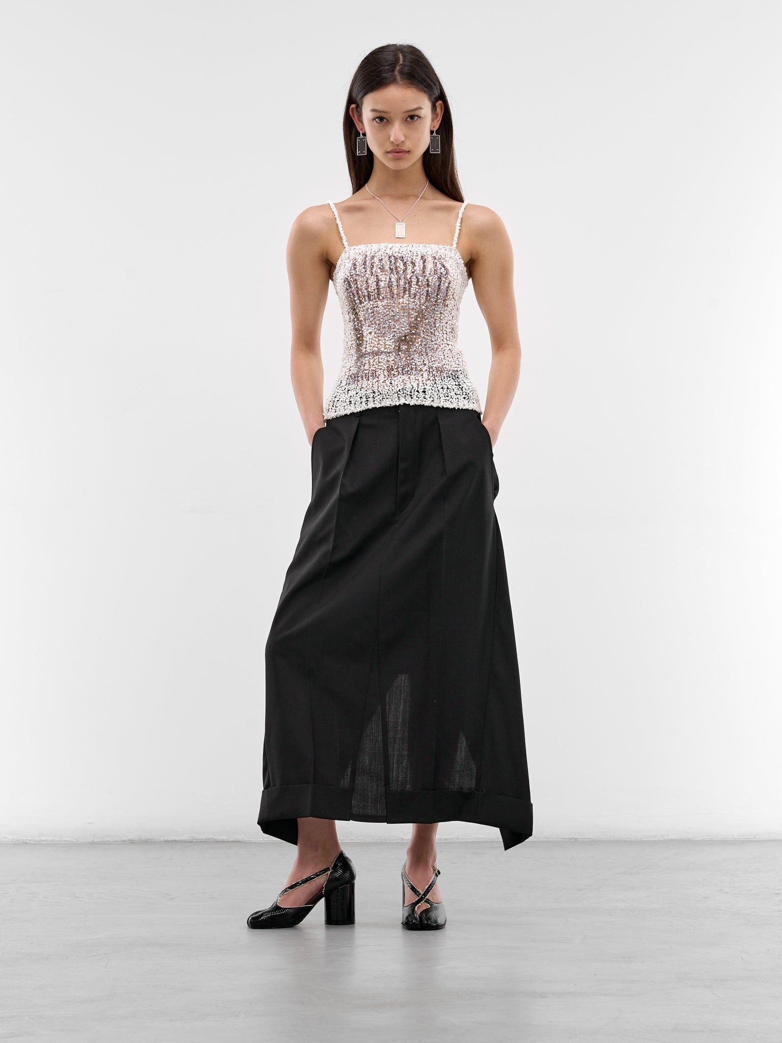 Loose Boucle Knit Tank Top (S29NL0062-M13254-100S-WHITE)