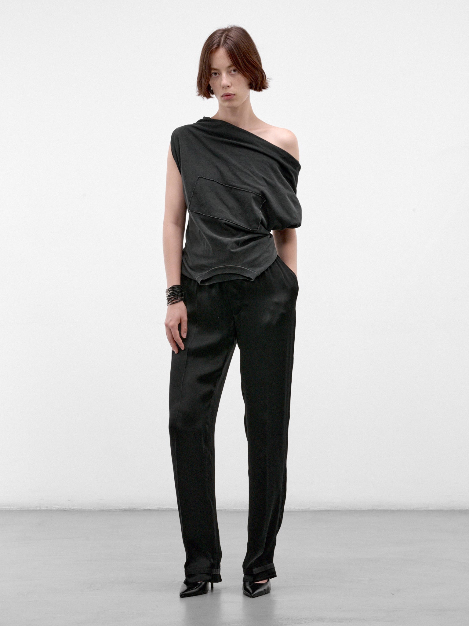 Black Asymmetric Draped Sleeveless Top (S29NL0063-S24575-BLACK)