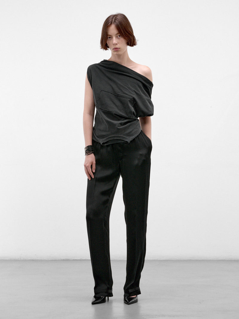 Black Asymmetric Draped Sleeveless Top (S29NL0063-S24575-BLACK)