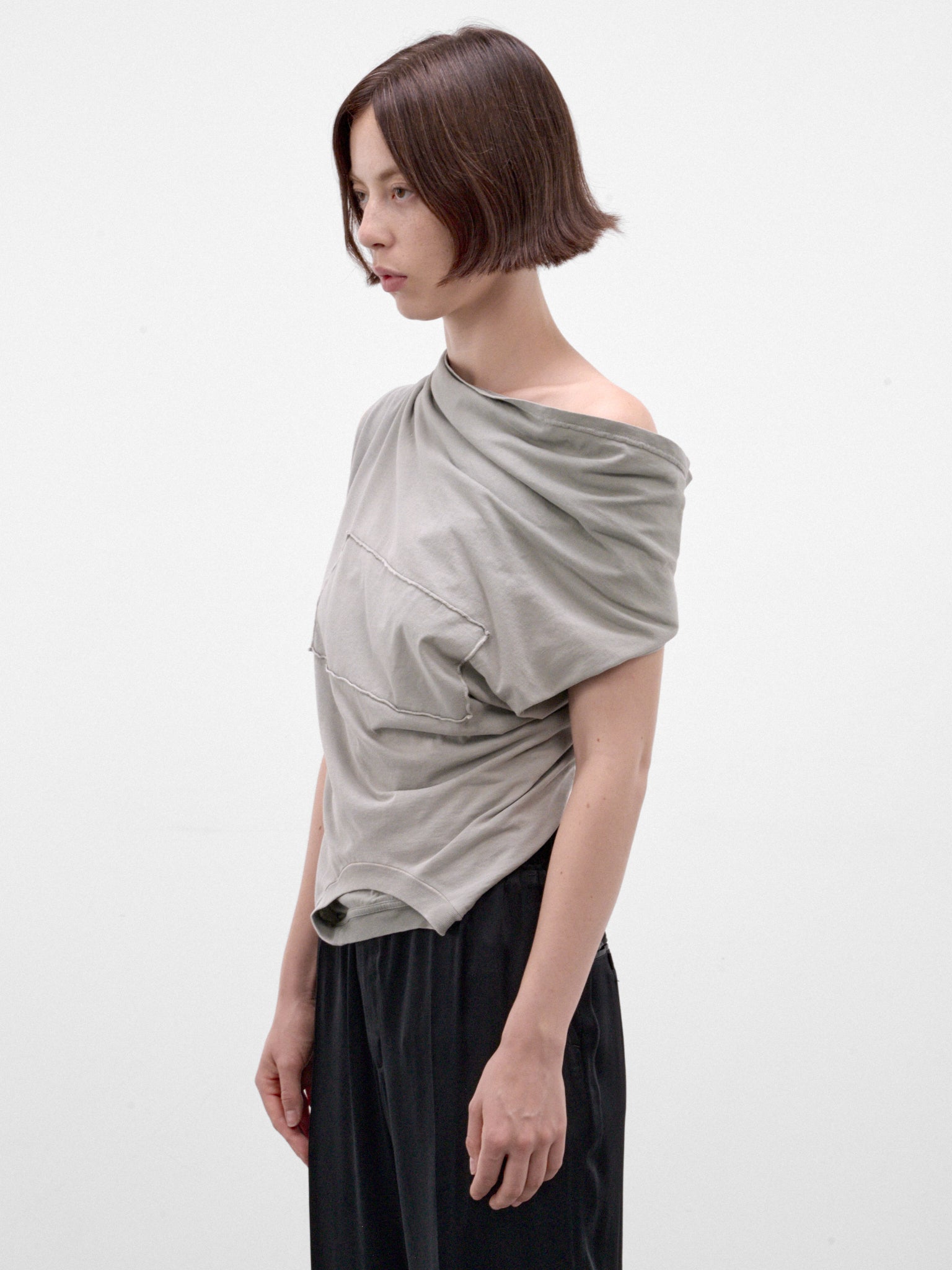 Gray Asymmetric Draped Sleeveless Top (S29NL0063-S24575-LIGHT-GREEN)