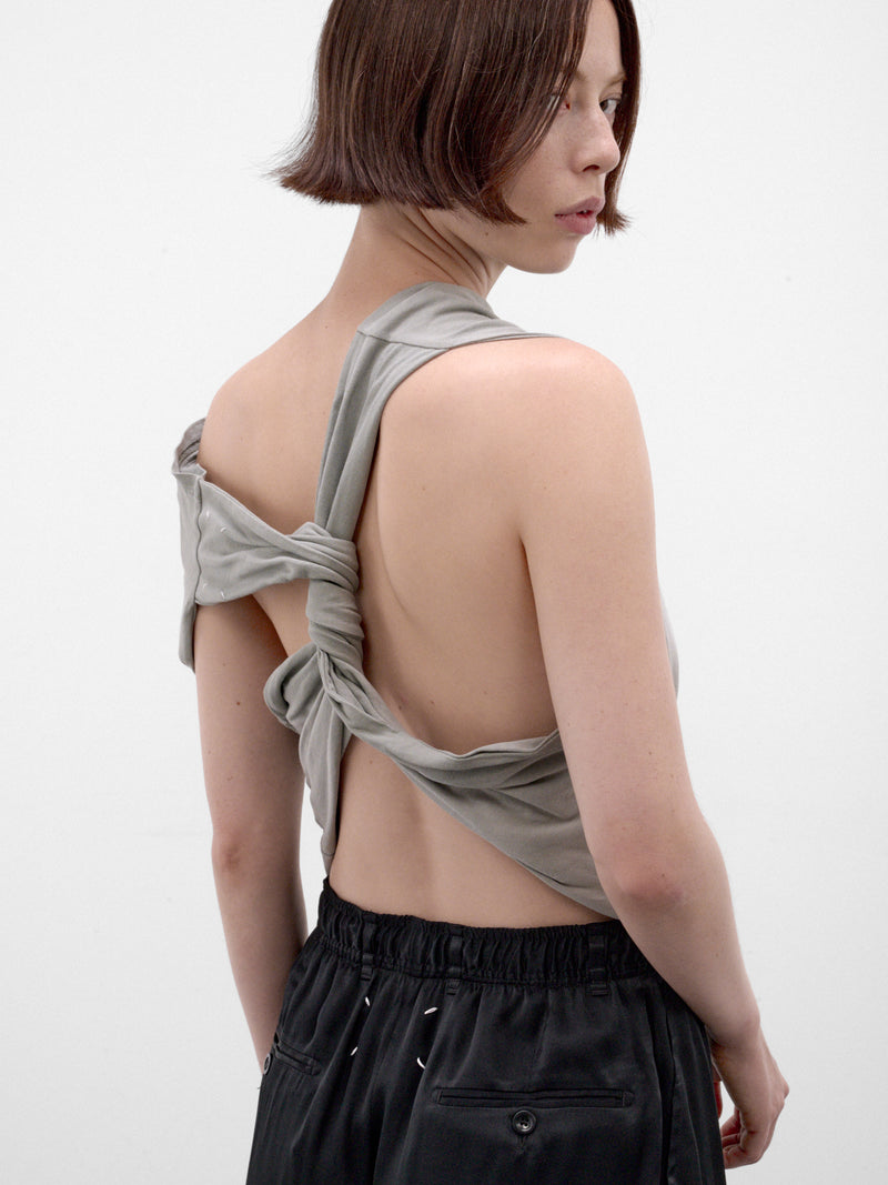 Gray Asymmetric Draped Sleeveless Top (S29NL0063-S24575-LIGHT-GREEN)
