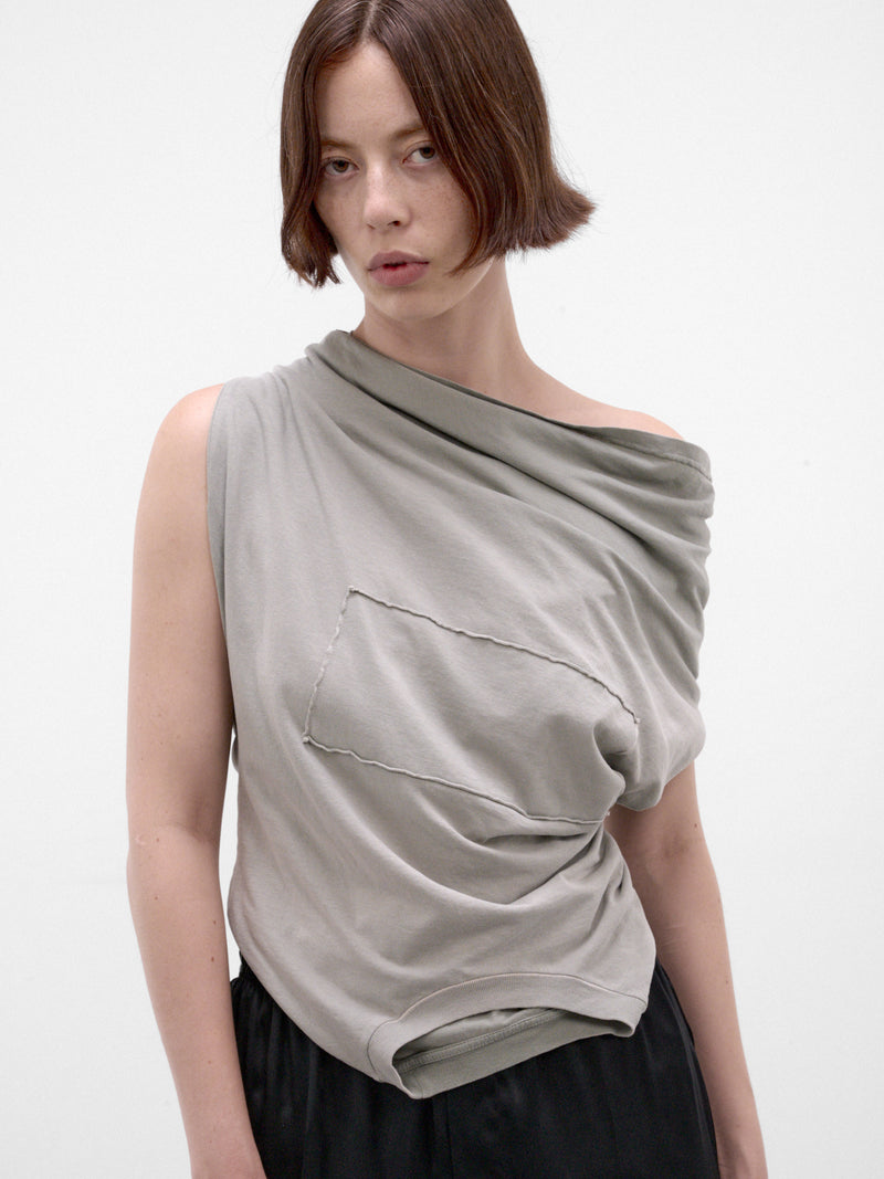 Gray Asymmetric Draped Sleeveless Top (S29NL0063-S24575-LIGHT-GREEN)