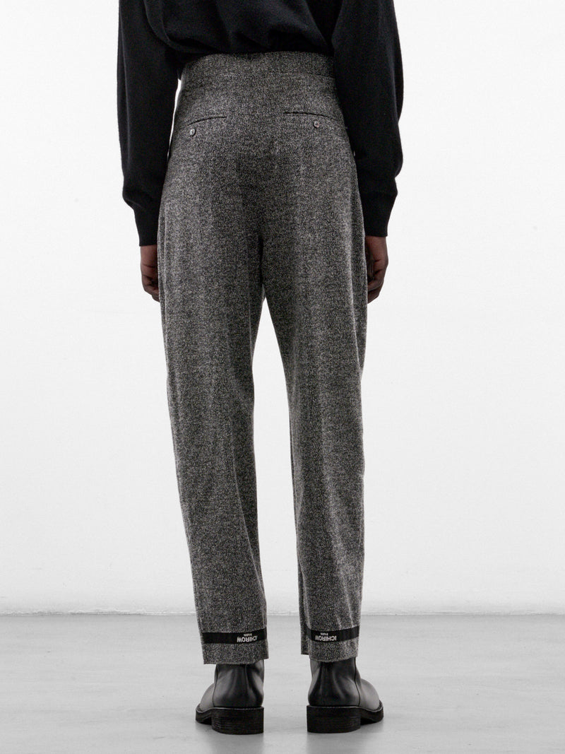 Gray Wool Pleated Tapered Trousers (S30SC01A25-GREY)
