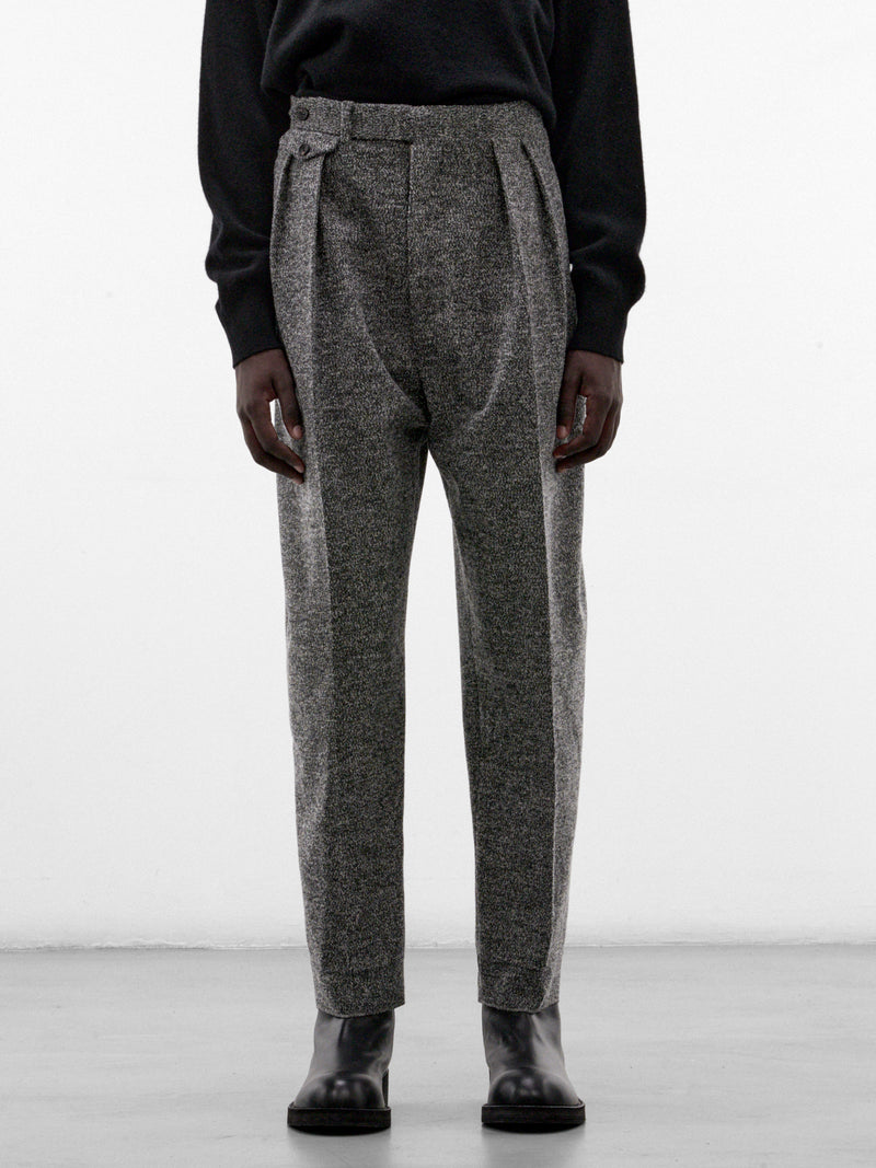 Gray Wool Pleated Tapered Trousers (S30SC01A25-GREY)