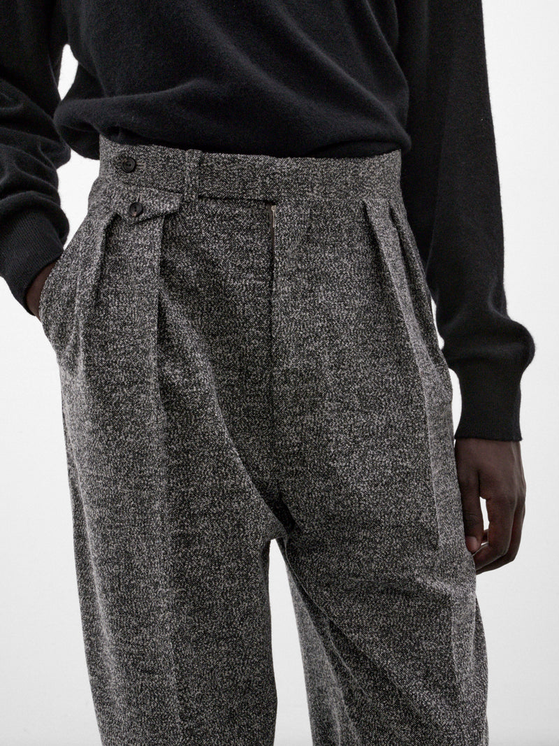 Gray Wool Pleated Tapered Trousers (S30SC01A25-GREY)