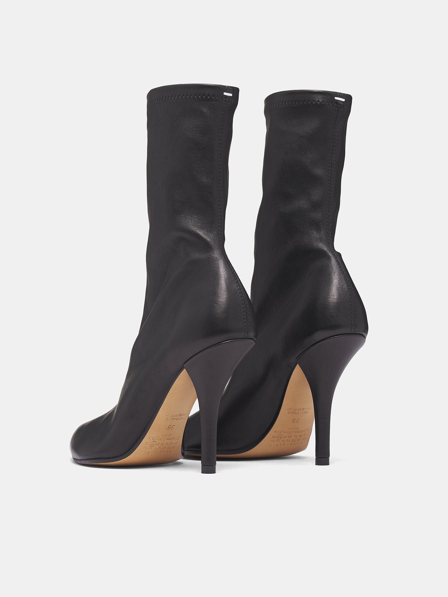 Black Leather Tabi Ankle Heels (S39WU0232-P7866-BLACK)