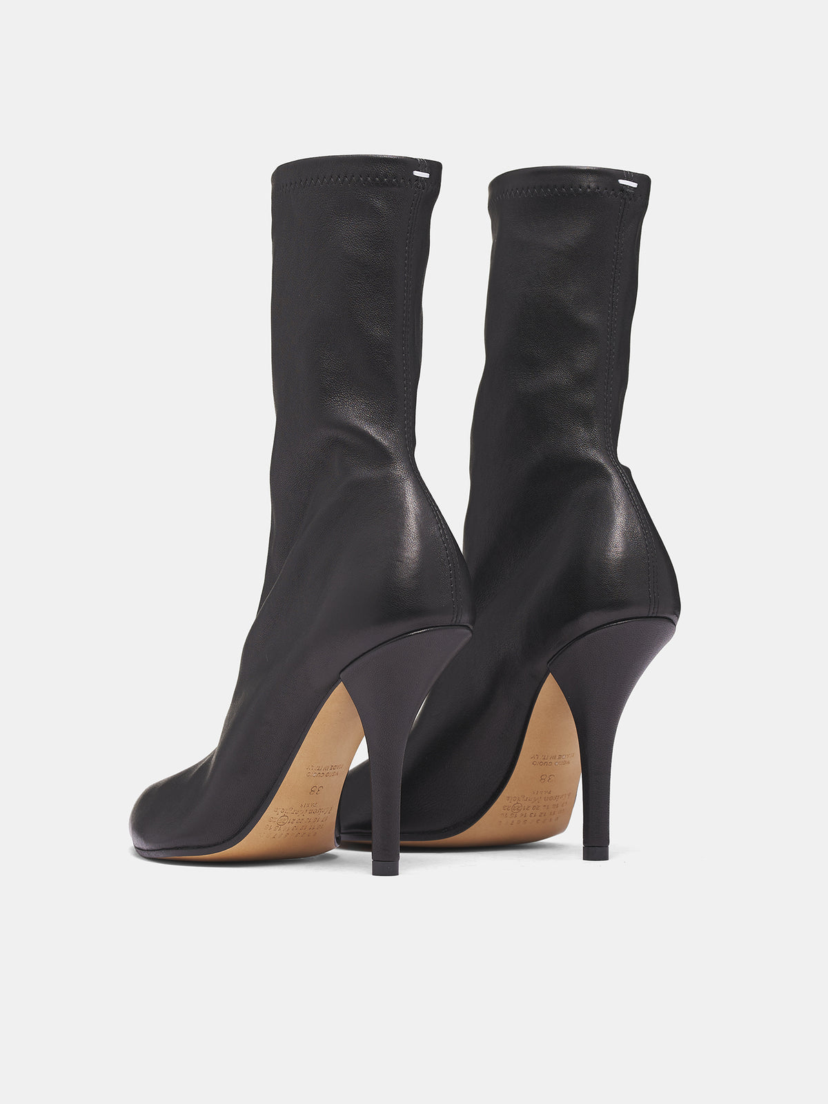 Black Leather Tabi Ankle Heels (S39WU0232-P7866-BLACK)