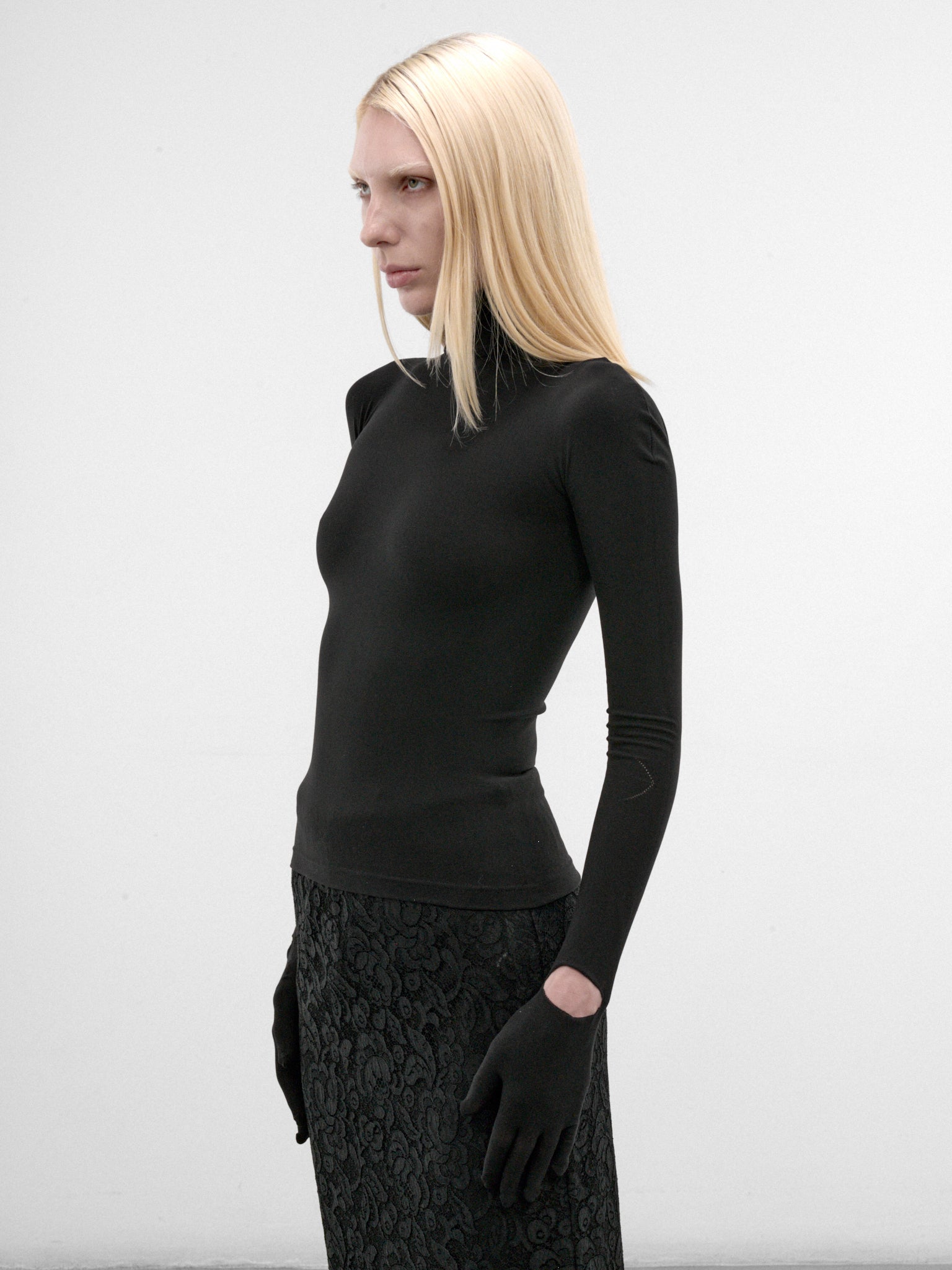 Black Nylon Collant Top (S4-M-4012-COLLANT-TOP-BLACK)
