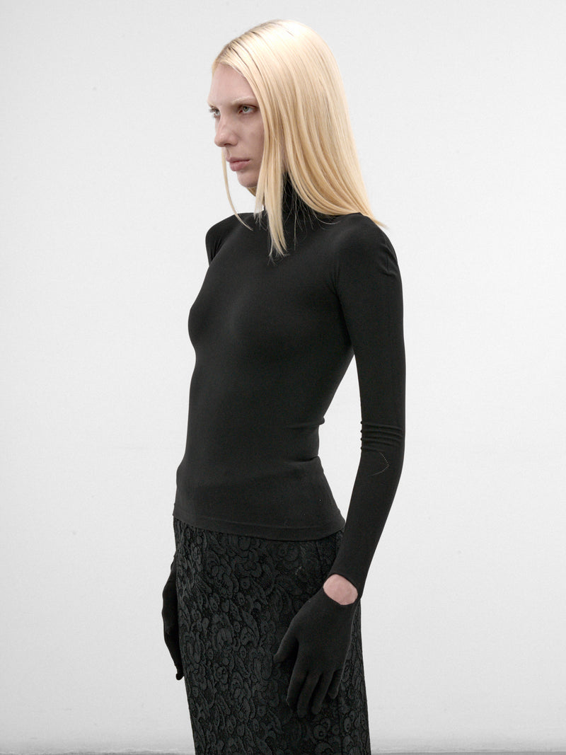 Black Nylon Collant Top (S4-M-4012-COLLANT-TOP-BLACK)