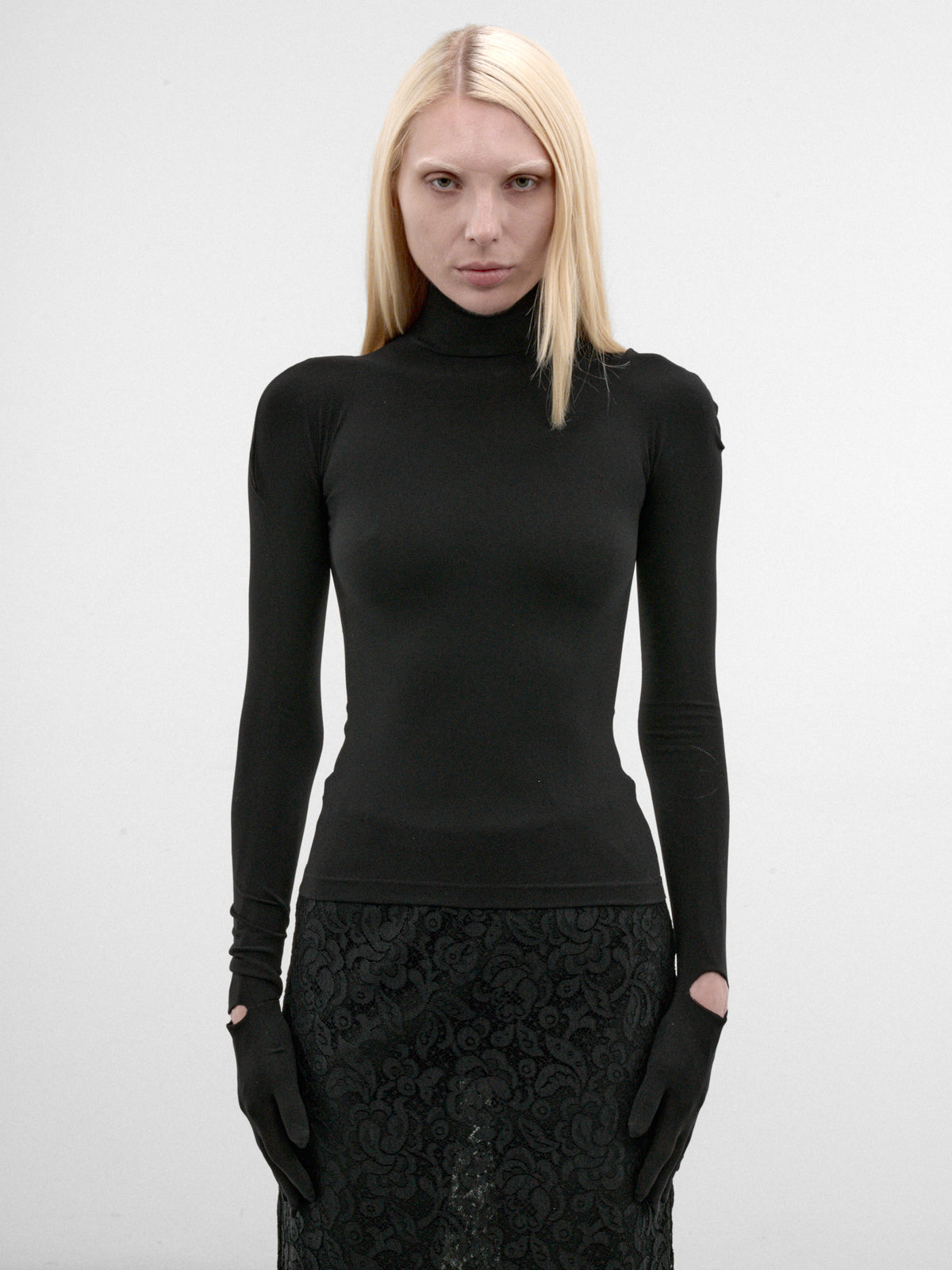 Black Nylon Collant Top (S4-M-4012-COLLANT-TOP-BLACK)