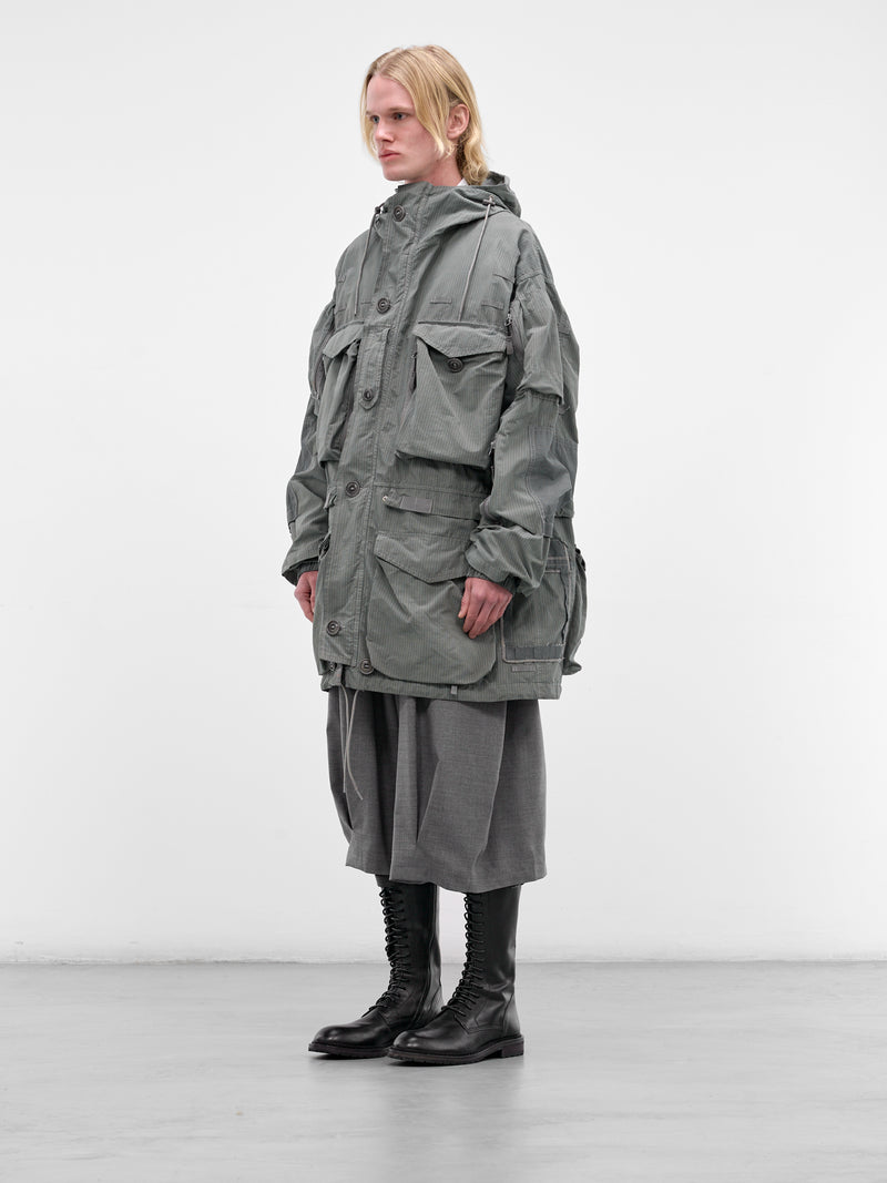 Green Oversized Stripe Field Jacket (S50AM0653-M35685-SAGE)