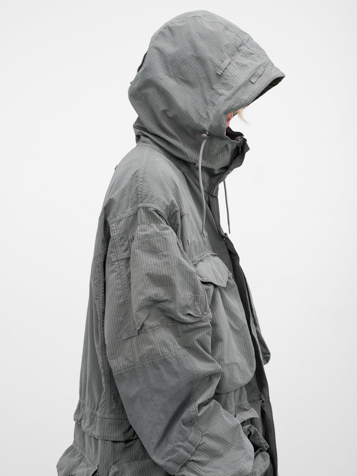 Green Oversized Stripe Field Jacket (S50AM0653-M35685-SAGE)