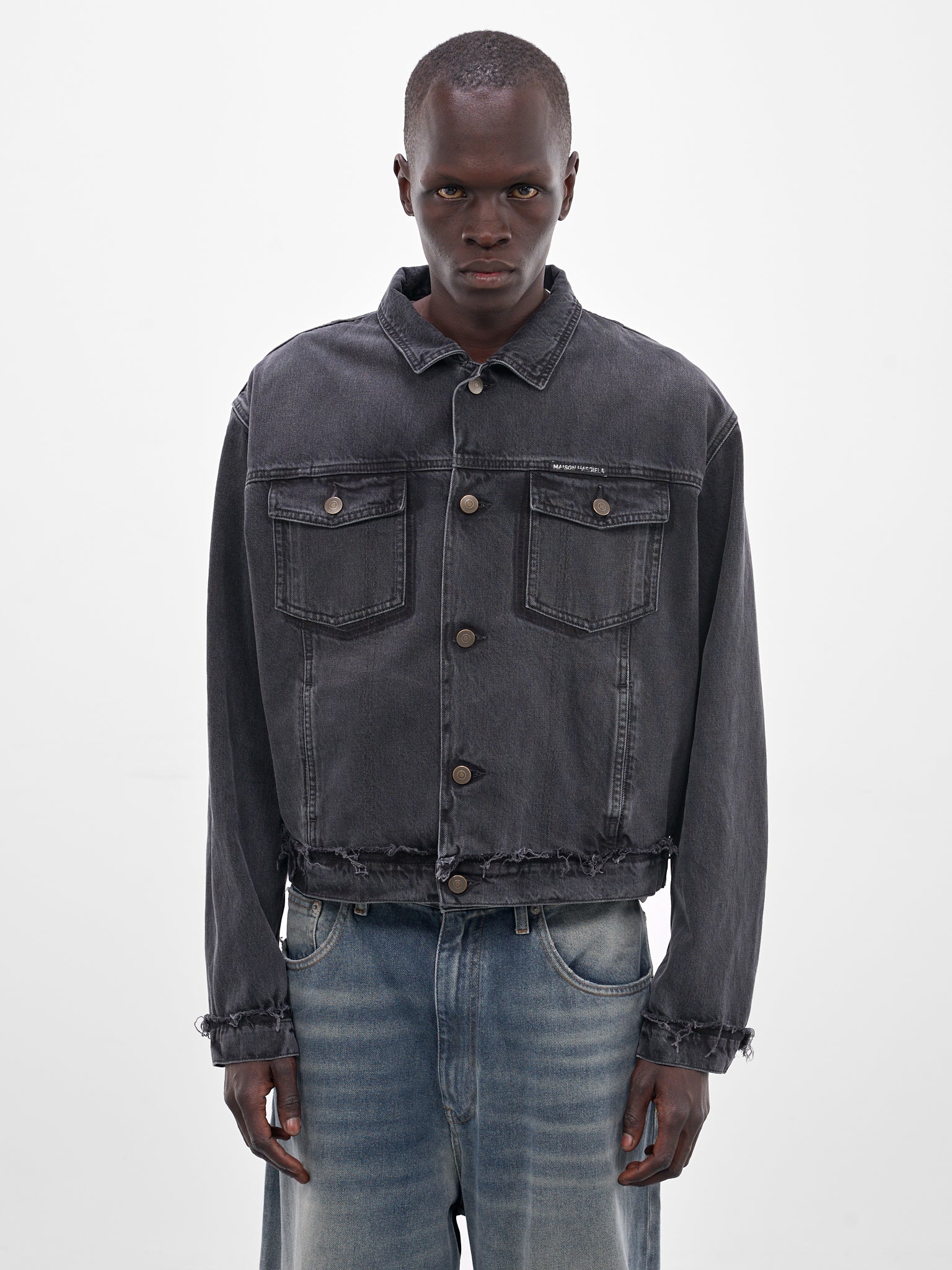Black Boxy Washed Denim Jacket (S50AM0654-S30842-965-BLACK)