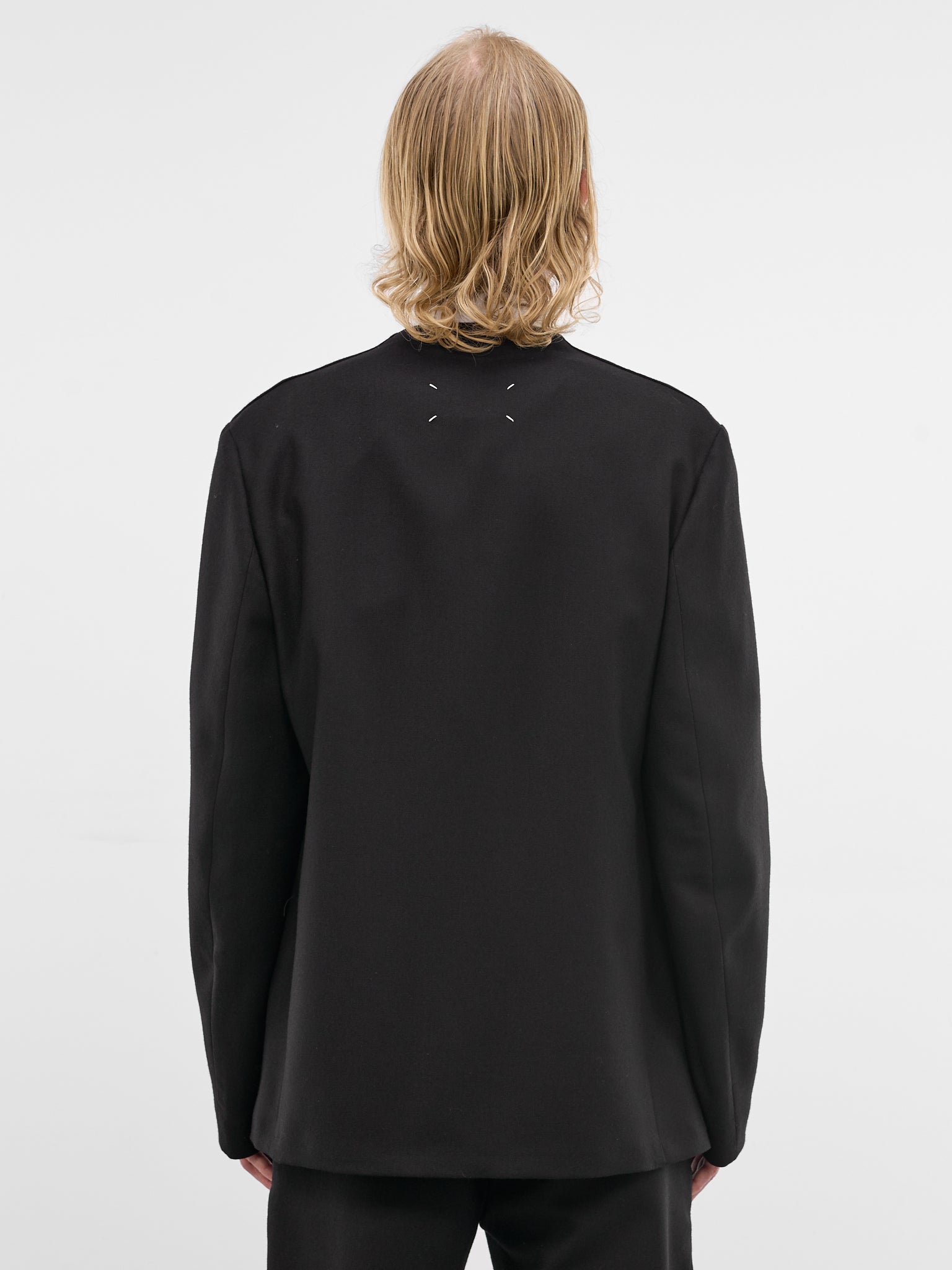 Black Wool Collarless Blazer (S50BN0318-S47782-900-BLACK)