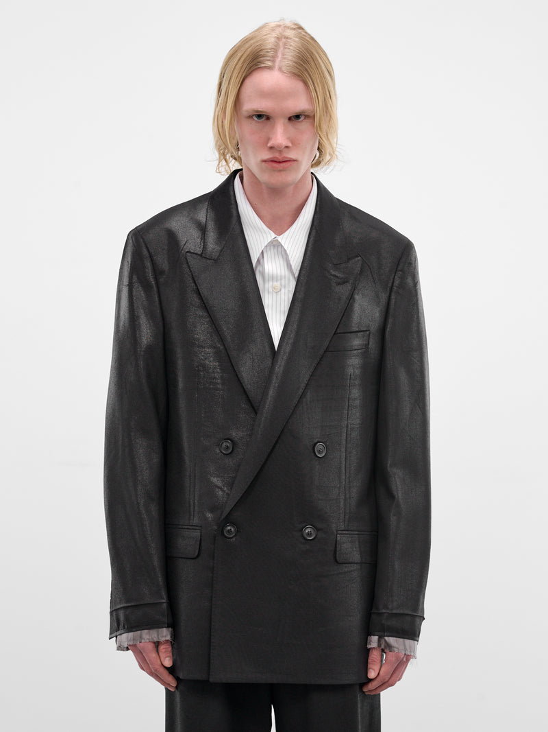 Black Foiled Wool Blazer (S50BN0548-M35745-BLACK)