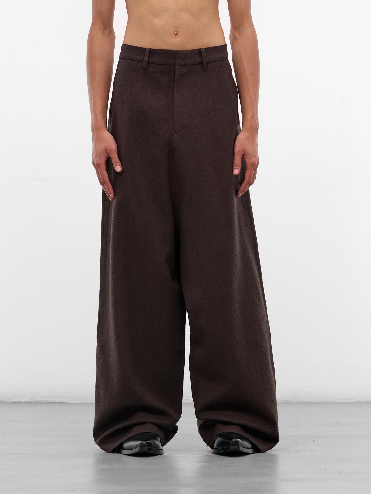 Brown Wool Wide Leg Trousers (UPA0112-BROWN)
