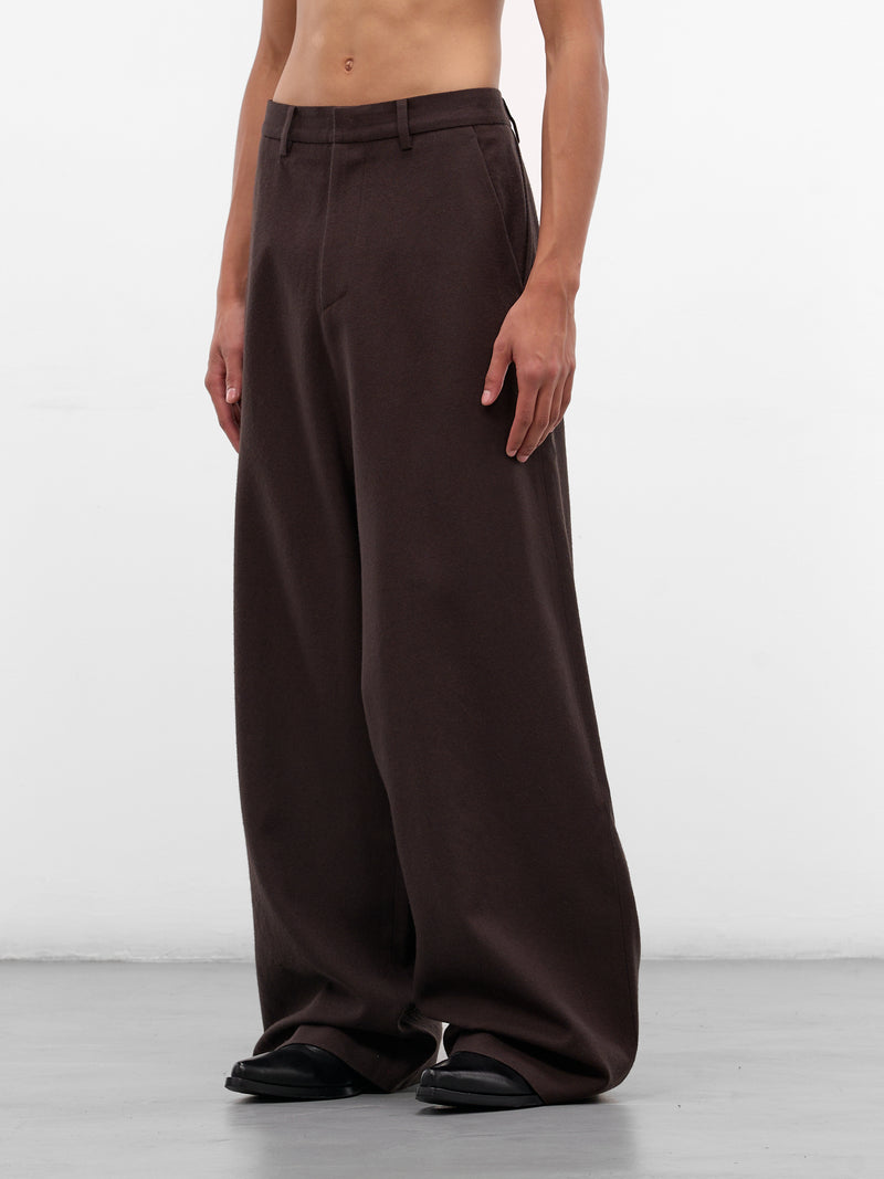 Brown Wool Wide Leg Trousers (UPA0112-BROWN)