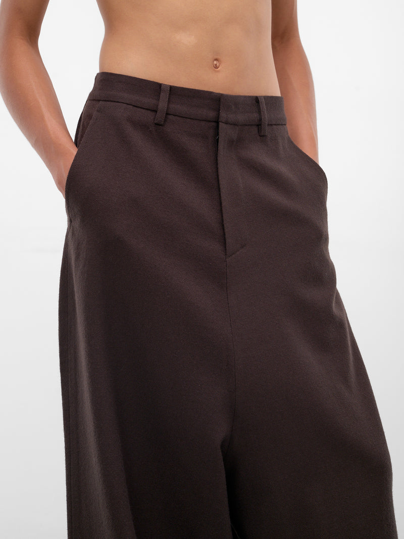 Brown Wool Wide Leg Trousers (UPA0112-BROWN)