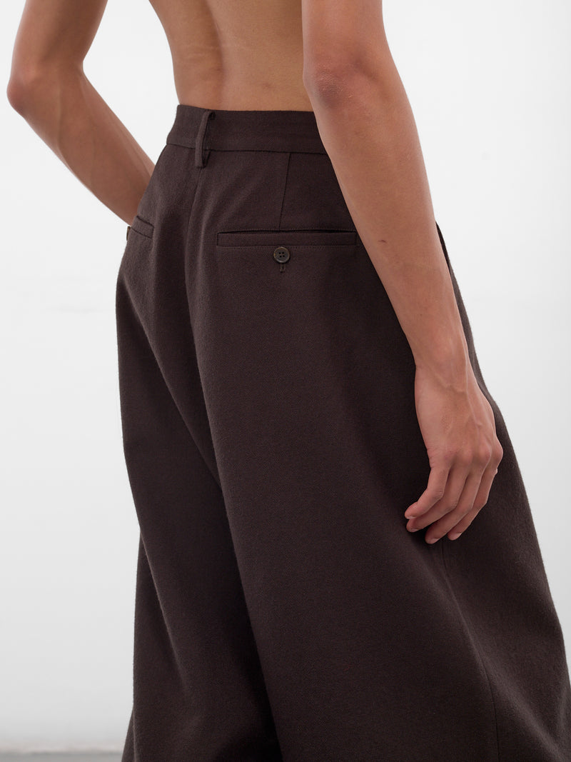 Brown Wool Wide Leg Trousers (UPA0112-BROWN)