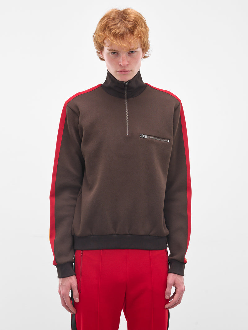 Striped Turtlneck Zip Sweater (S50GU0244-M20131-143-BROWN)