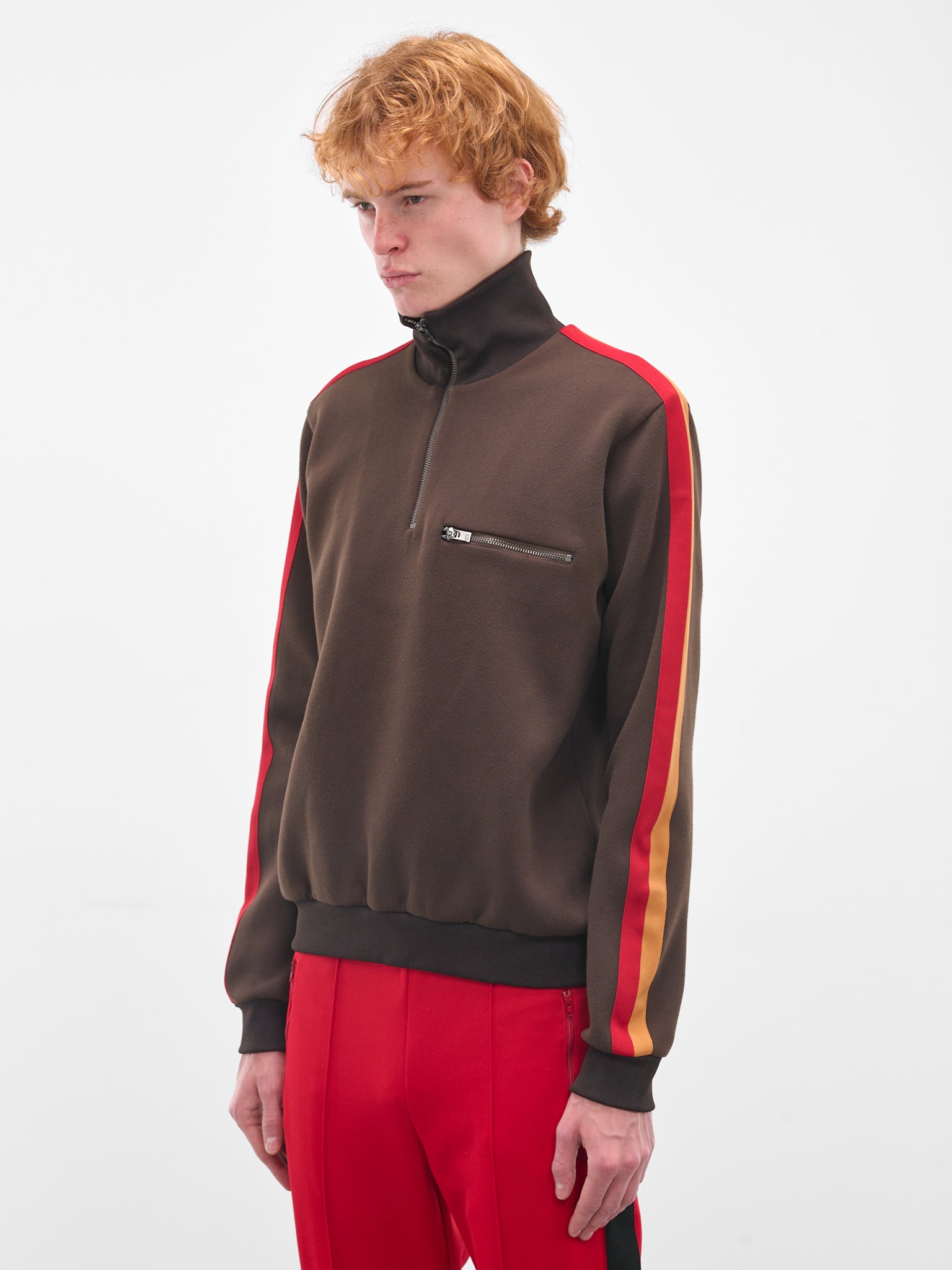 Striped Turtlneck Zip Sweater (S50GU0244-M20131-143-BROWN)