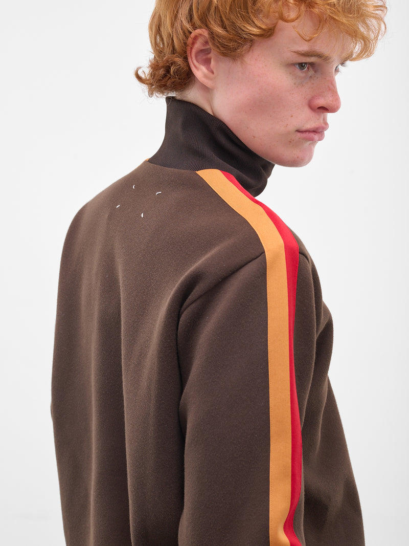 Striped Turtlneck Zip Sweater (S50GU0244-M20131-143-BROWN)