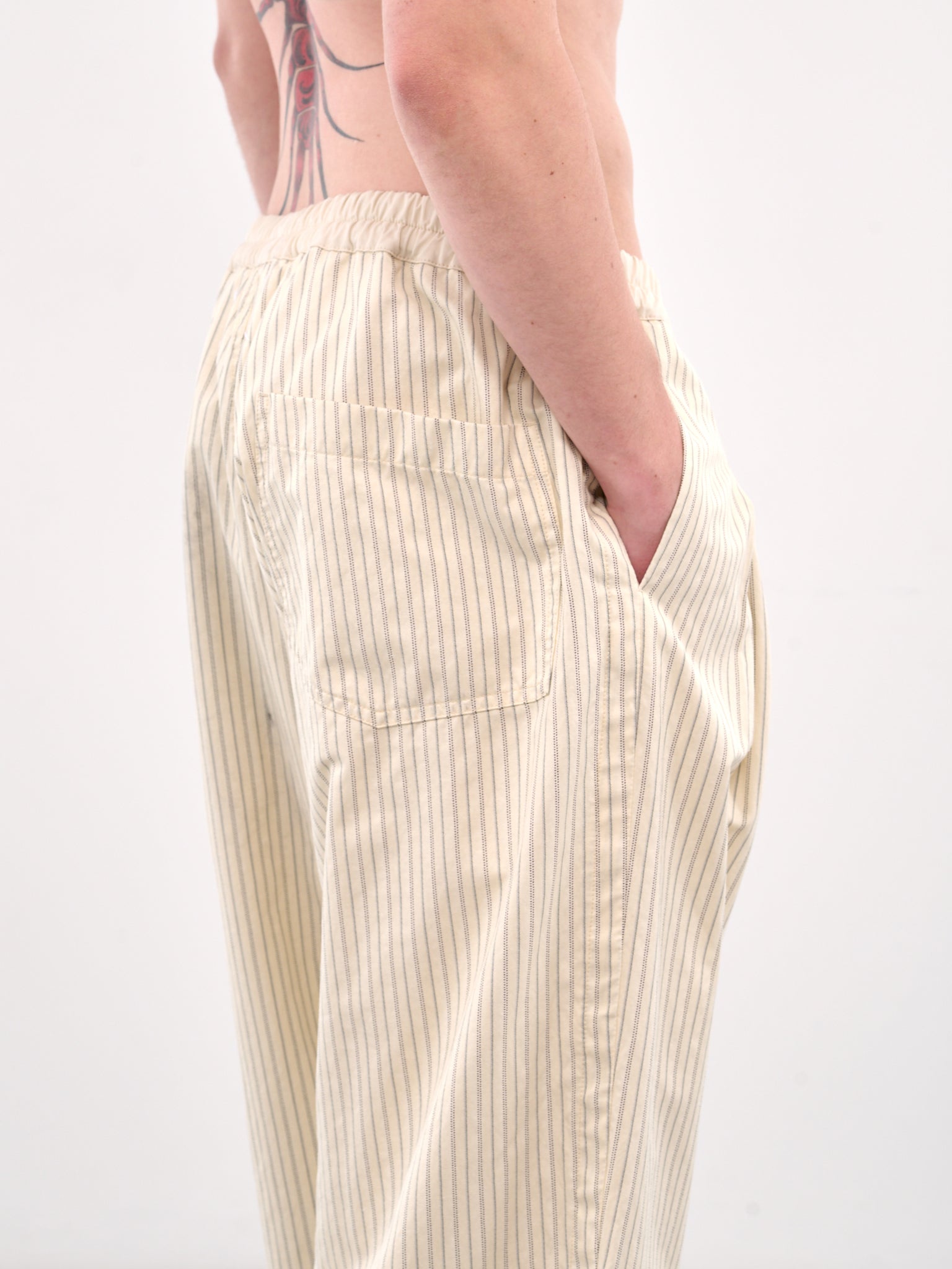 Striped Elasticated Trousers (S50KA0679-S76507-OFF-WHITE-STR)