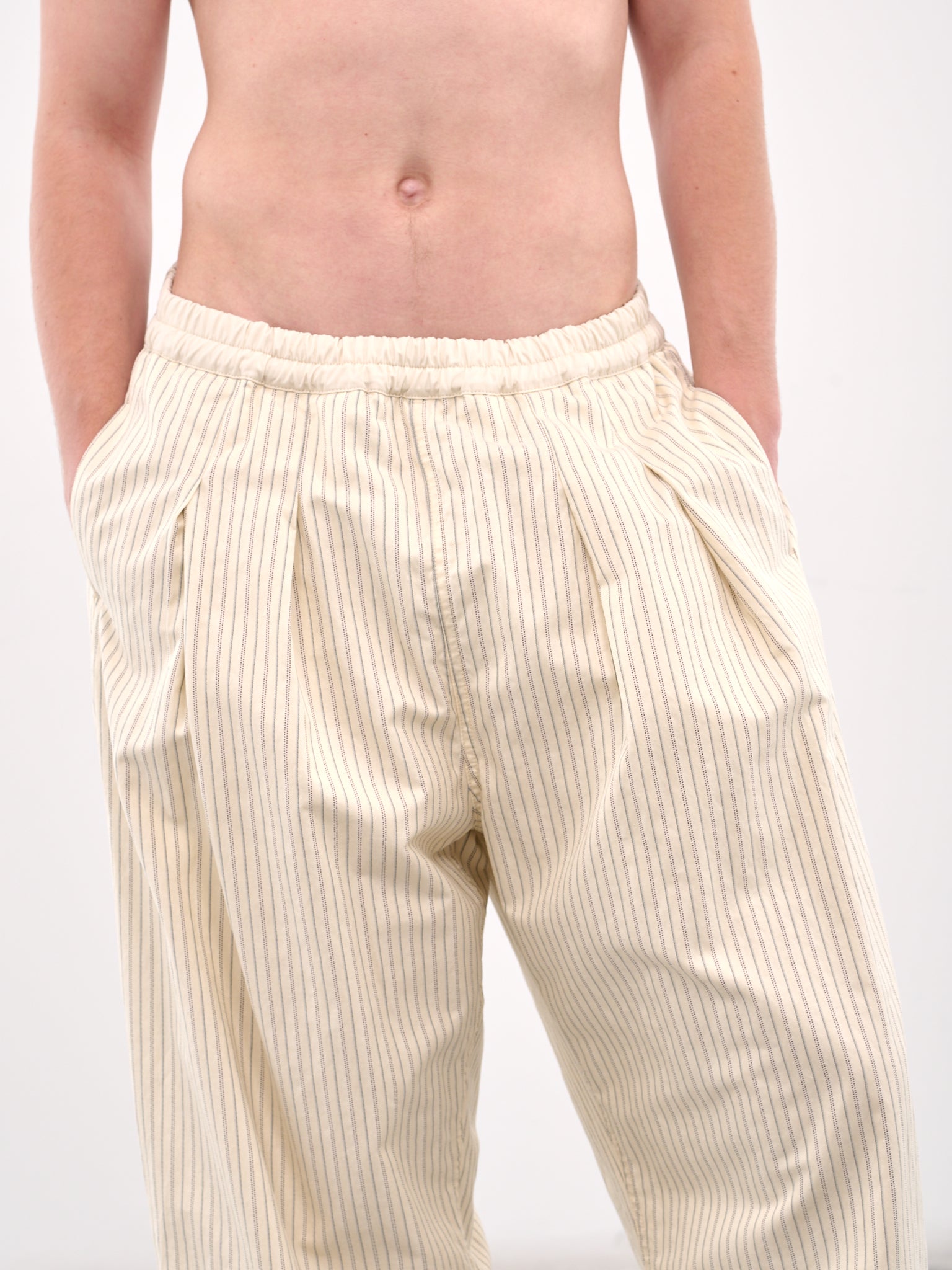 Striped Elasticated Trousers (S50KA0679-S76507-OFF-WHITE-STR)
