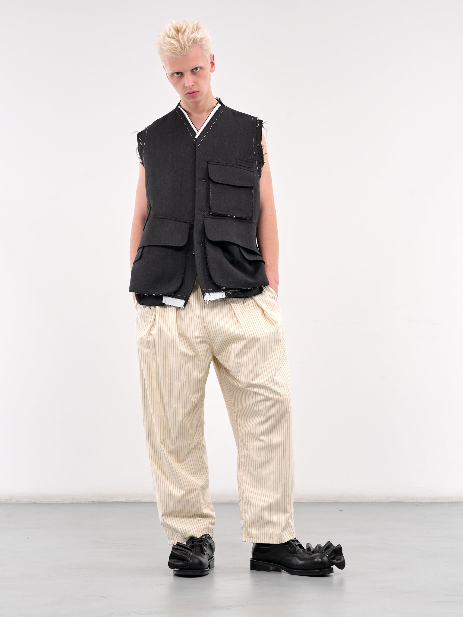 Striped Elasticated Trousers (S50KA0679-S76507-OFF-WHITE-STR)