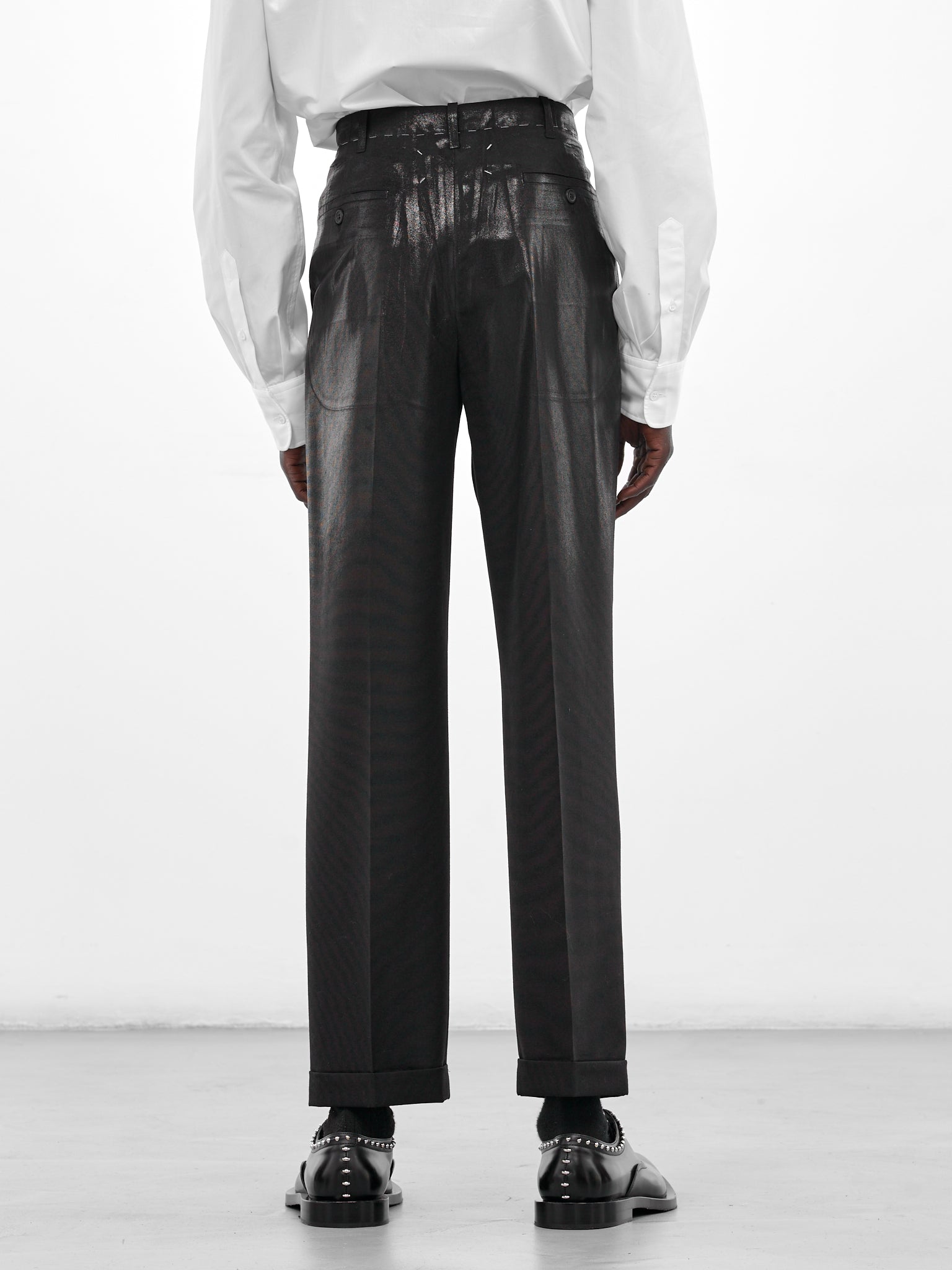 Black Wool Coated Tailored Trousers (S50KA0702-M35745-900-BLACK)