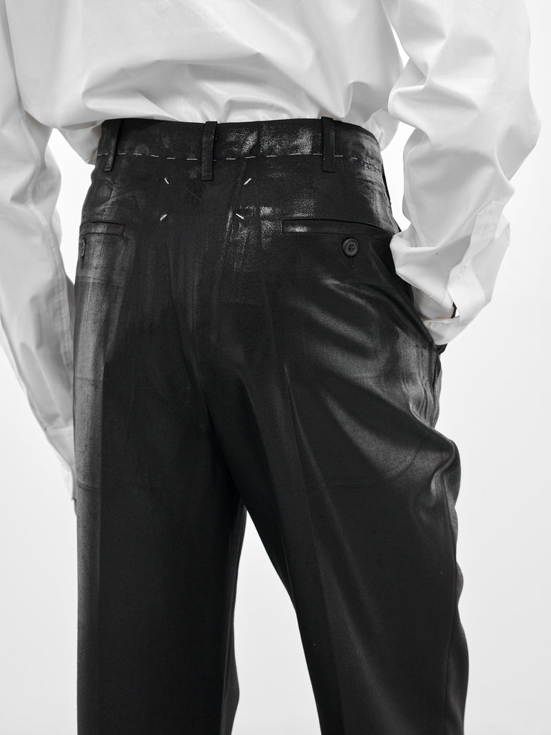 Black Wool Coated Tailored Trousers (S50KA0702-M35745-900-BLACK)
