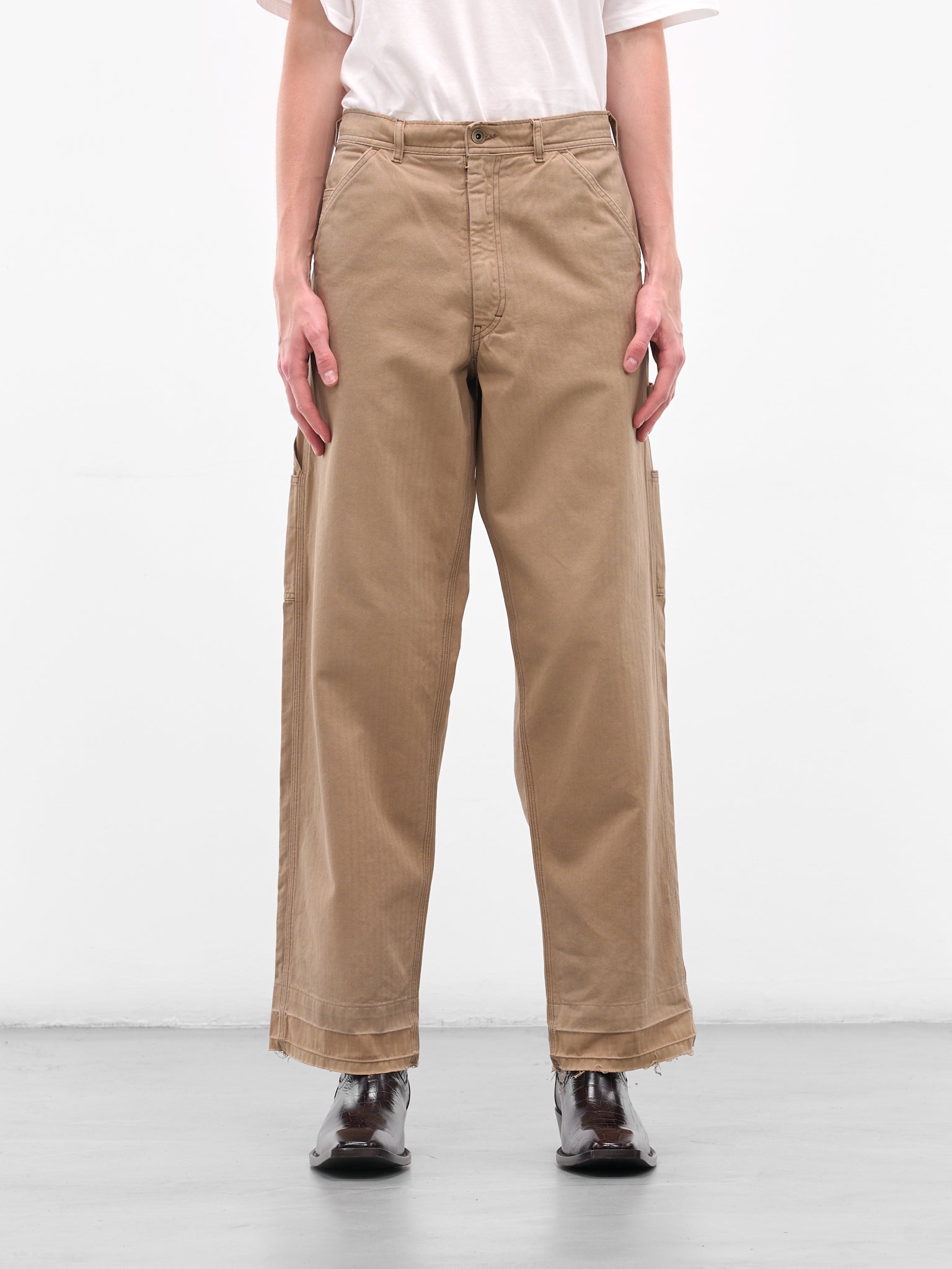 Beige Raw Hem Carpenter's Pants (S50LA0242-M30024-964-BEIGE)
