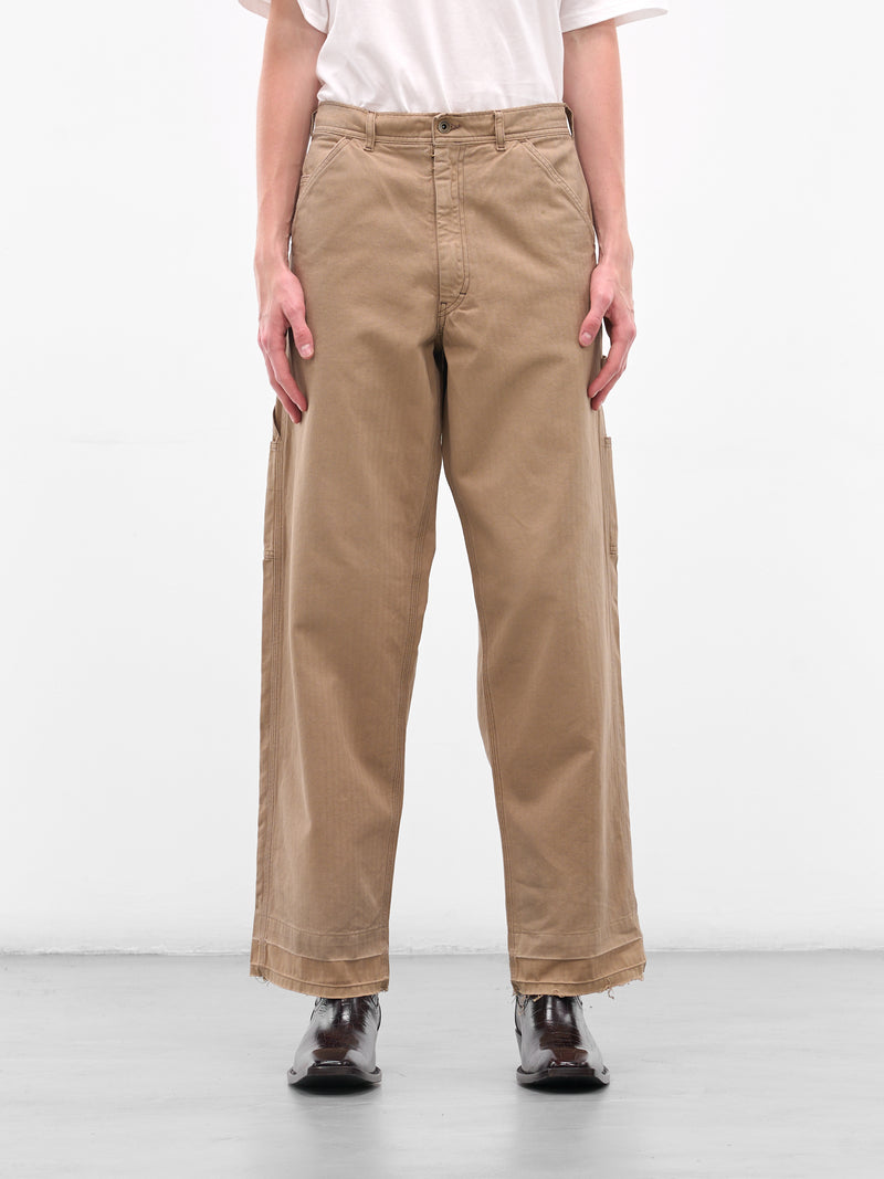 Beige Raw Hem Carpenter's Pants (S50LA0242-M30024-964-BEIGE)