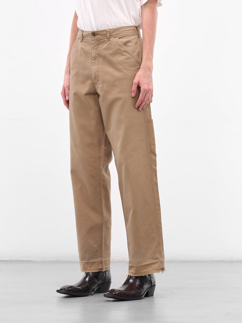 Beige Raw Hem Carpenter's Pants (S50LA0242-M30024-964-BEIGE)