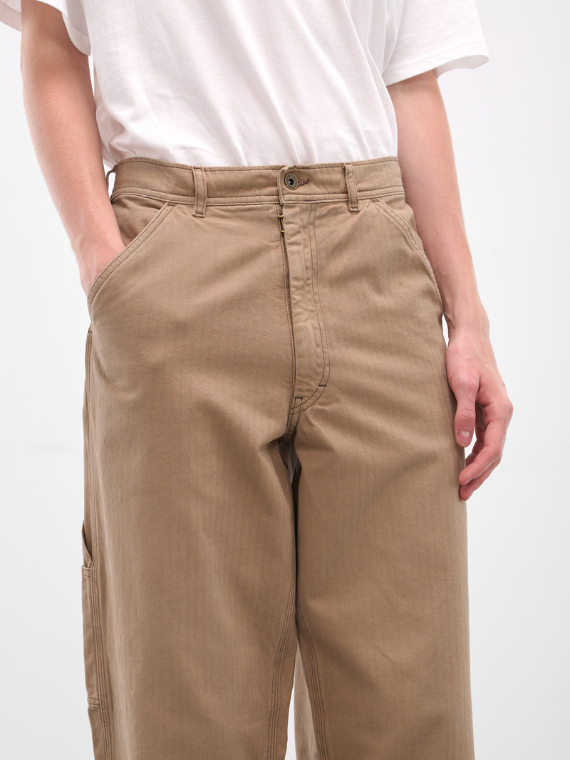 Beige Raw Hem Carpenter's Pants (S50LA0242-M30024-964-BEIGE)