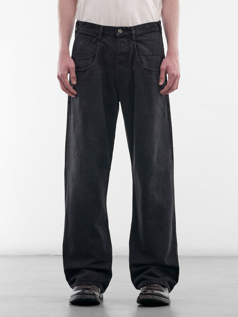 Black Paneled Denim Jeans (S50LA0246-M30049-961-DENIM)
