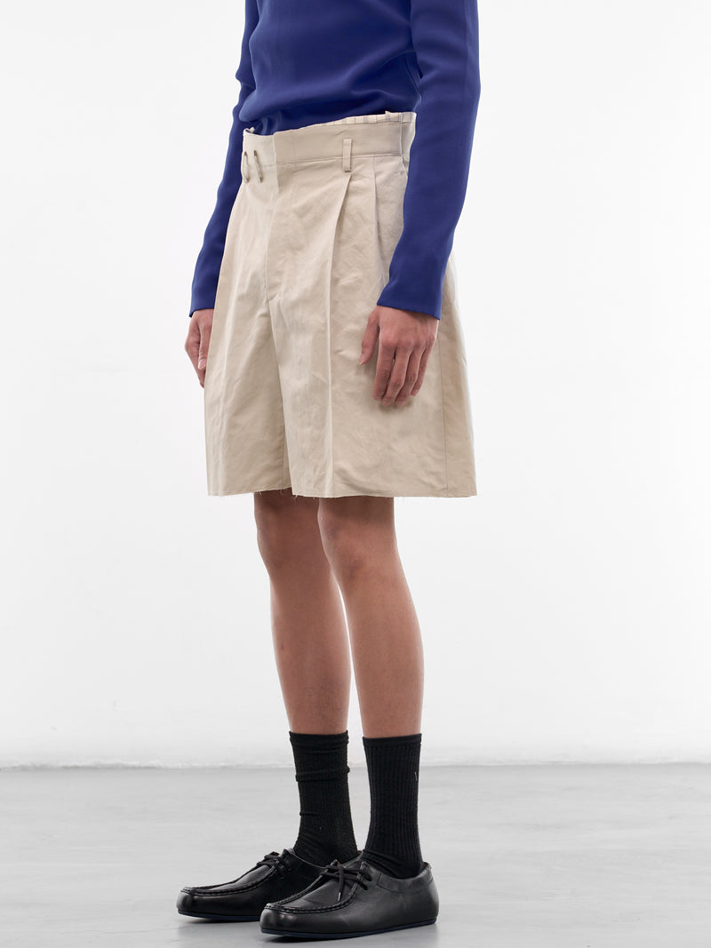 Beige Cotton Wide Leg Shorts (S50MU0093-M35758-106-BEIGE)