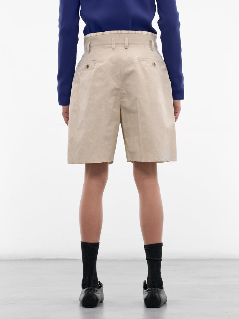 Beige Cotton Wide Leg Shorts (S50MU0093-M35758-106-BEIGE)