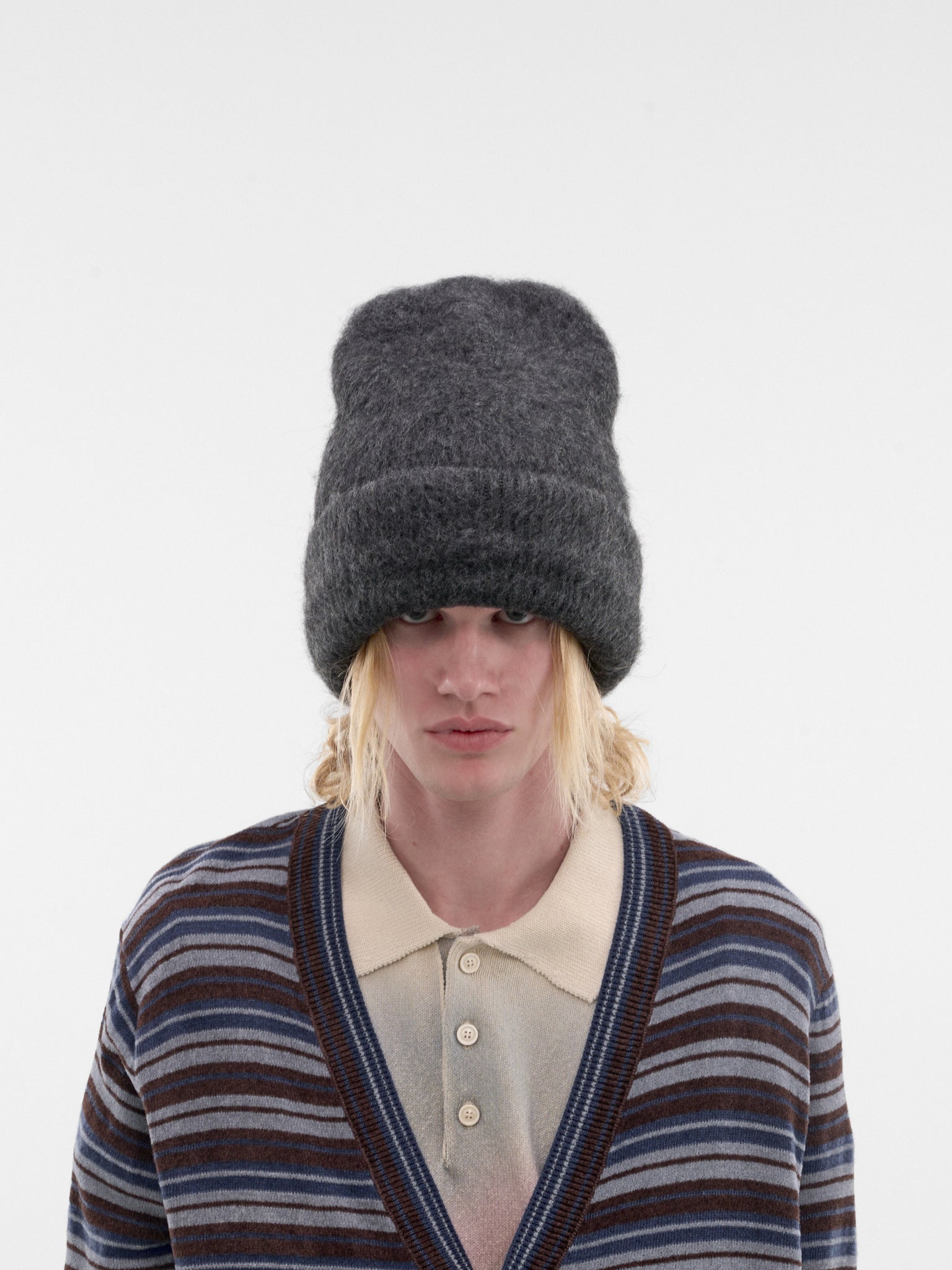 Gray Alpaca Wool Beanie (S50TB0024-M13314-122M-GREY)