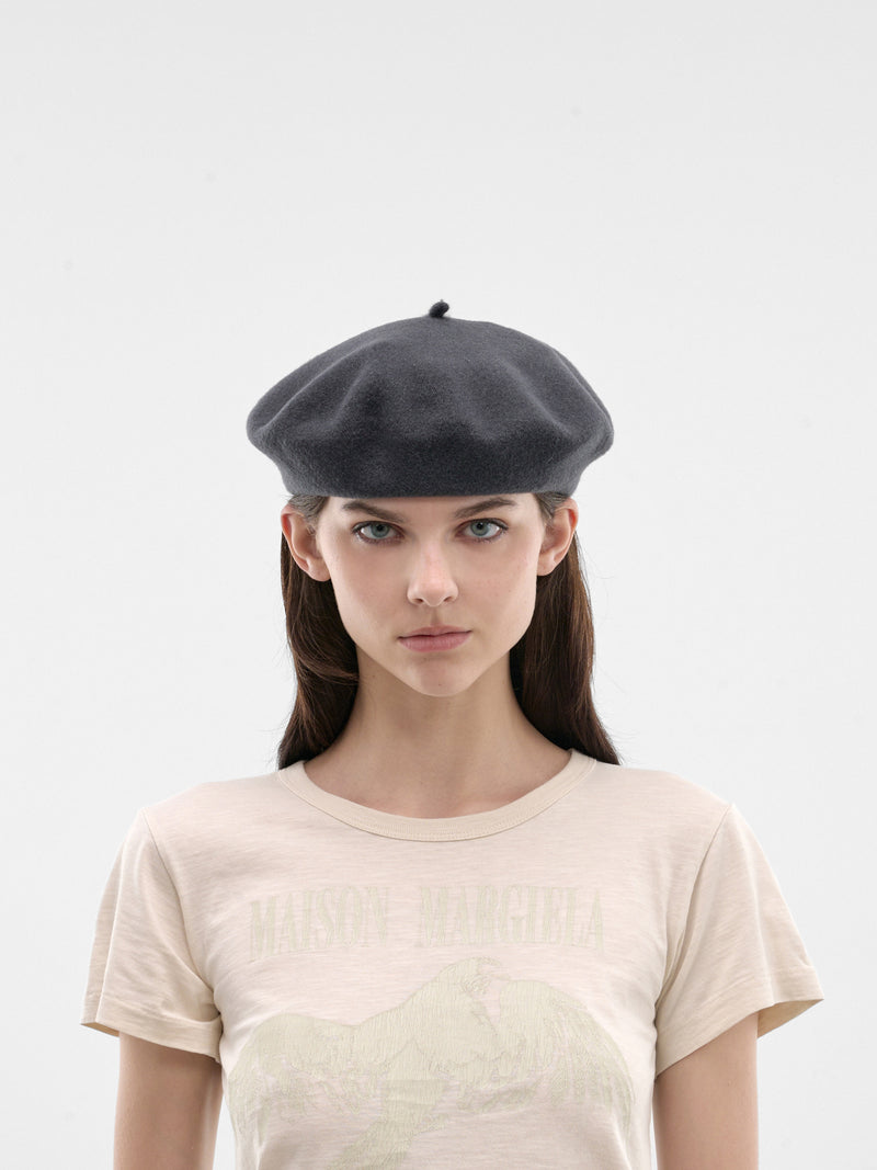 Black Felted Wool Beret (S50TC0081-S60384-860-BLACK)