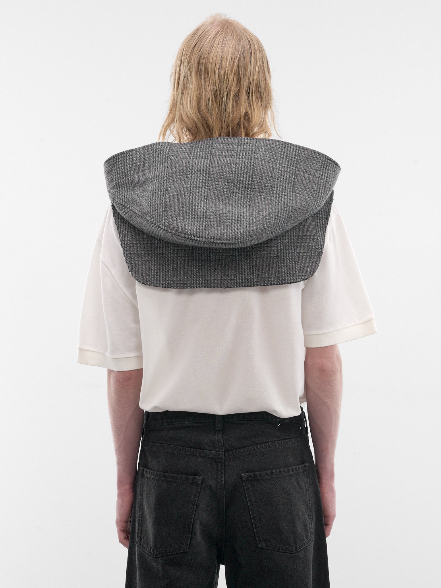 Gray Glen Check Hooded Vest (S50TH0067-M35904-001F-GREY-CHE)